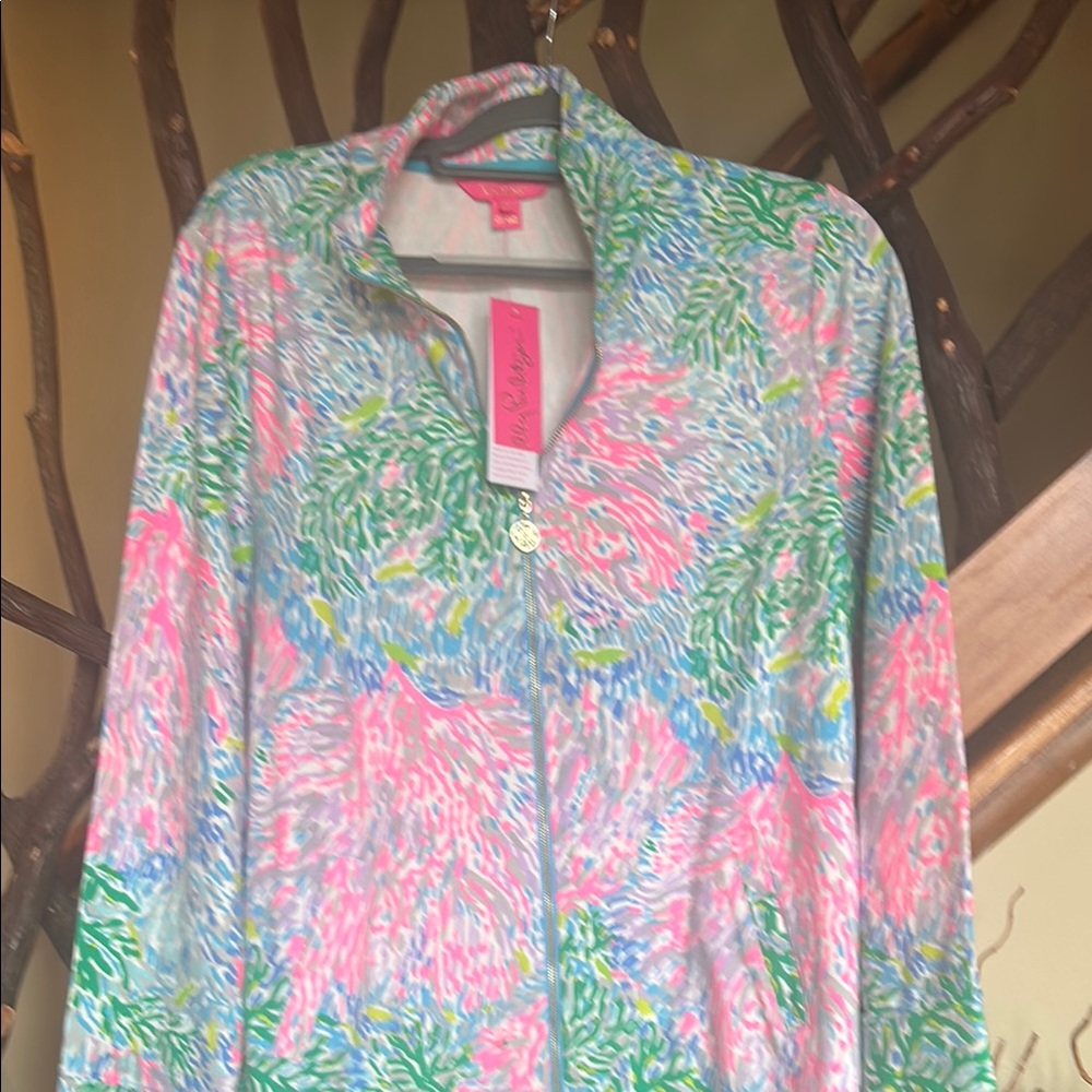 Lily Pulitzer Colorful Patterned Zip-Up Jacket UPF 50